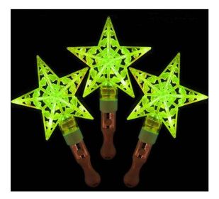 Set of 3 Light Sticks, Light up Toys Glow Stick Party Favors, Stars [Green]