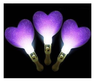 Set of 3 Light Sticks, Light up Toys Glow Stick Party Favors, Heart [Purple]