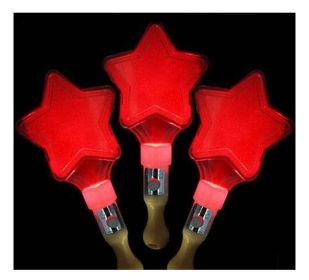 Set of 3 Light Sticks, for Party Supplies, Festivals, Stars [Red]